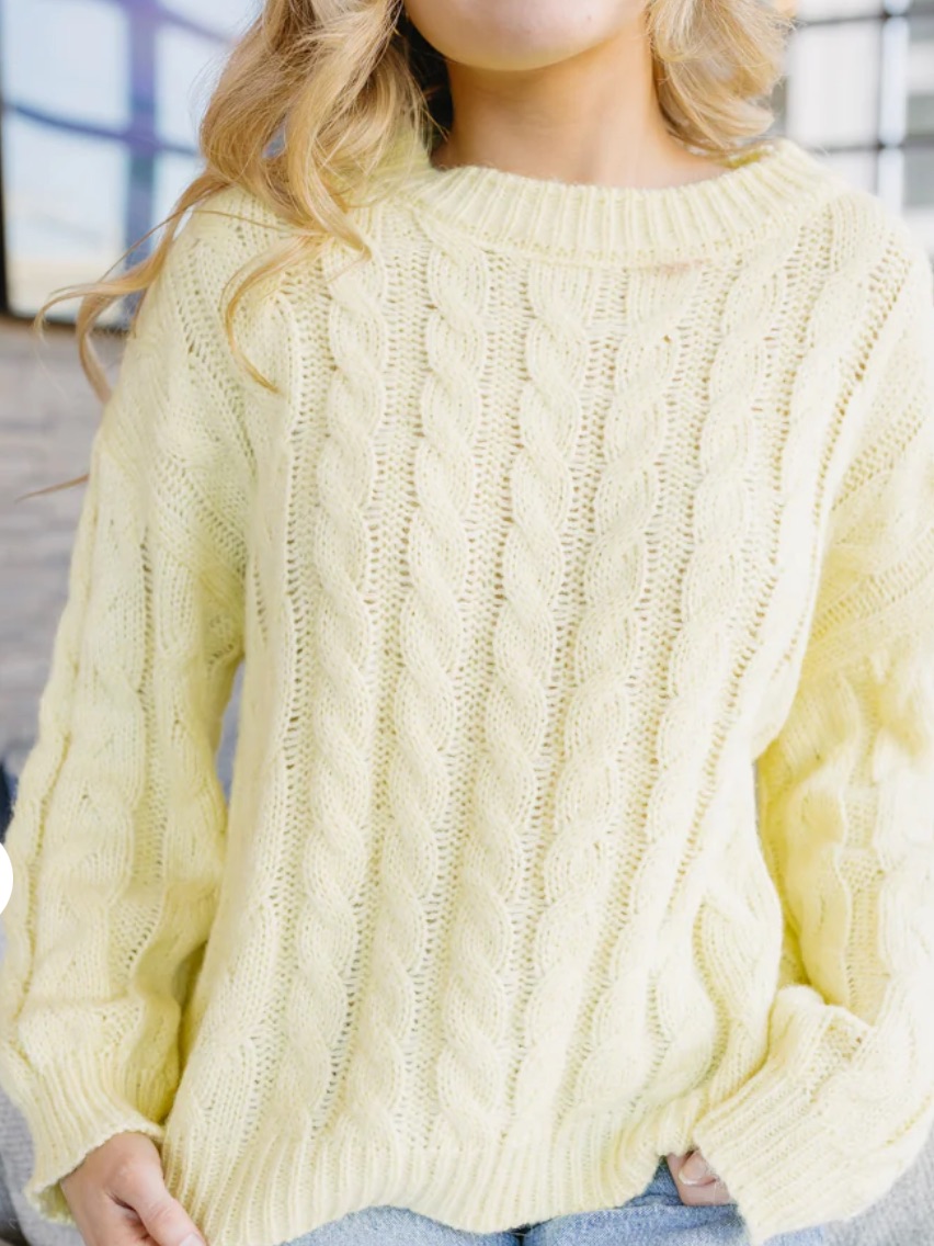Vestique Bright Yellow Cable Knit Sweater- Small